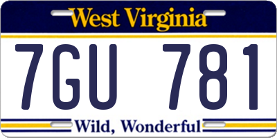 WV license plate 7GU781