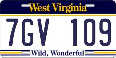 WV license plate 7GV109