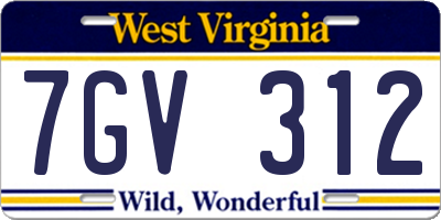 WV license plate 7GV312