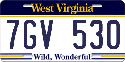 WV license plate 7GV530