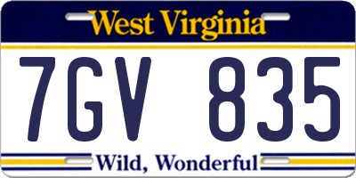WV license plate 7GV835