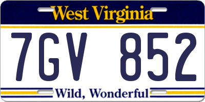 WV license plate 7GV852
