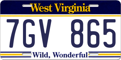 WV license plate 7GV865