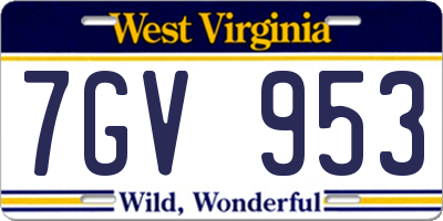WV license plate 7GV953