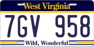 WV license plate 7GV958