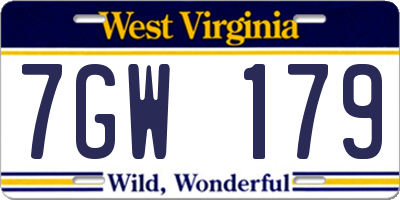 WV license plate 7GW179