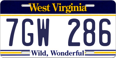 WV license plate 7GW286