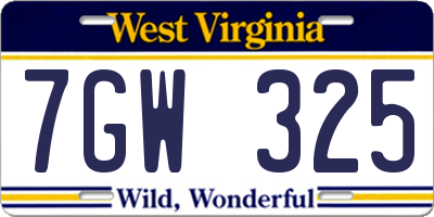 WV license plate 7GW325