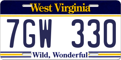 WV license plate 7GW330