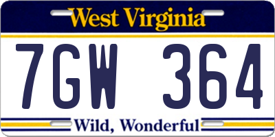 WV license plate 7GW364