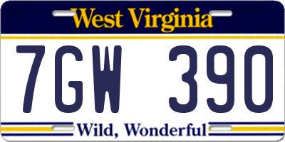 WV license plate 7GW390