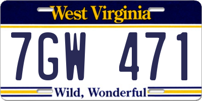 WV license plate 7GW471