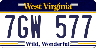 WV license plate 7GW577