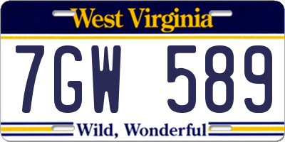 WV license plate 7GW589