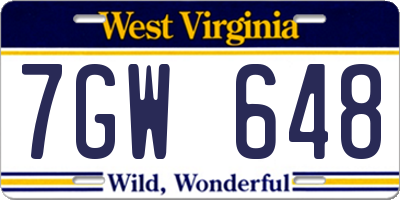 WV license plate 7GW648