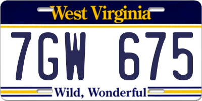 WV license plate 7GW675