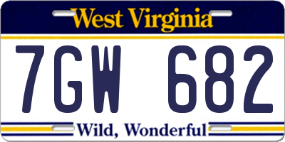 WV license plate 7GW682