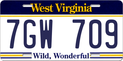 WV license plate 7GW709