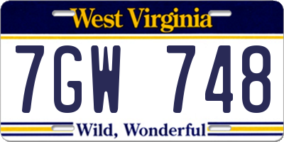 WV license plate 7GW748