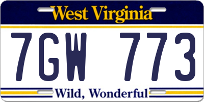 WV license plate 7GW773