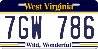 WV license plate 7GW786