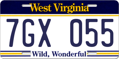 WV license plate 7GX055