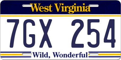 WV license plate 7GX254