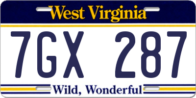 WV license plate 7GX287