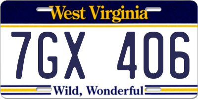 WV license plate 7GX406