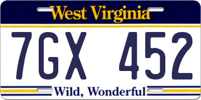 WV license plate 7GX452