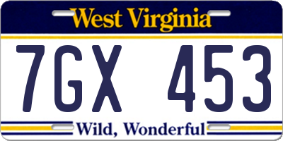 WV license plate 7GX453
