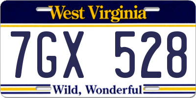 WV license plate 7GX528