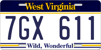 WV license plate 7GX611