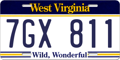 WV license plate 7GX811