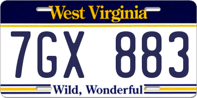 WV license plate 7GX883