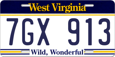 WV license plate 7GX913