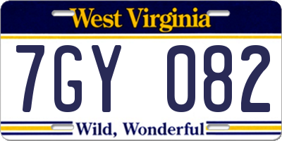 WV license plate 7GY082