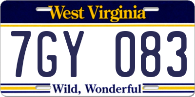 WV license plate 7GY083