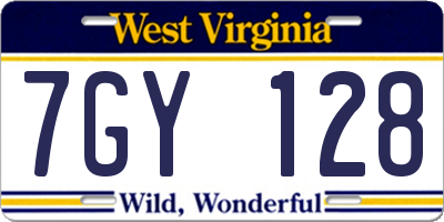 WV license plate 7GY128