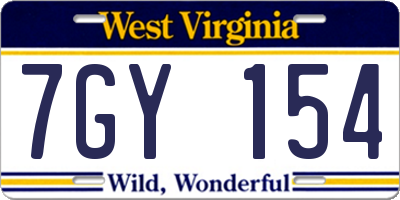 WV license plate 7GY154