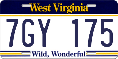 WV license plate 7GY175