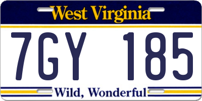WV license plate 7GY185