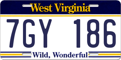 WV license plate 7GY186