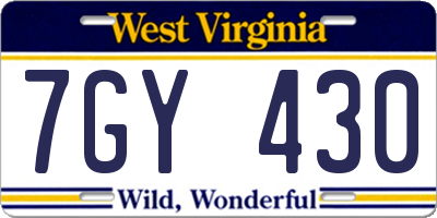 WV license plate 7GY430
