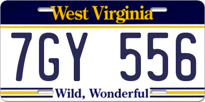 WV license plate 7GY556