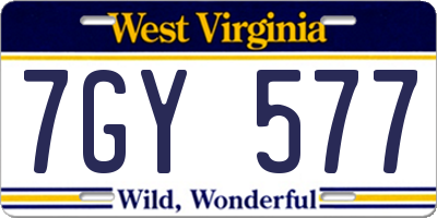 WV license plate 7GY577