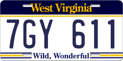 WV license plate 7GY611