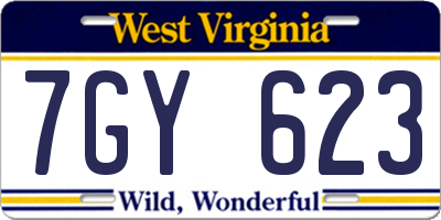 WV license plate 7GY623