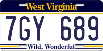 WV license plate 7GY689