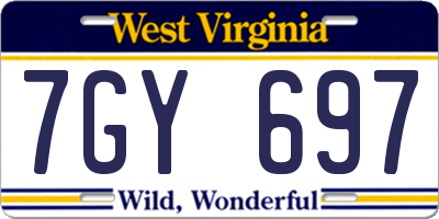 WV license plate 7GY697
